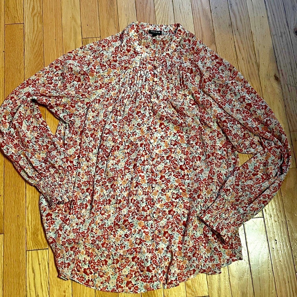 Torrid Sheer Blouse Long Sleeve Floral Print‎ Size 2 T16-38